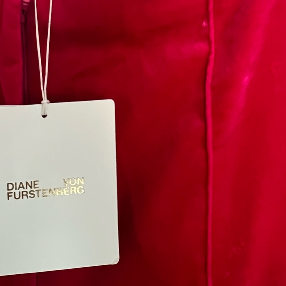 NWT Diane von Furstenberg Hot Pink Velvet High Waisted Pants Size 10 - Picture 6 of 9